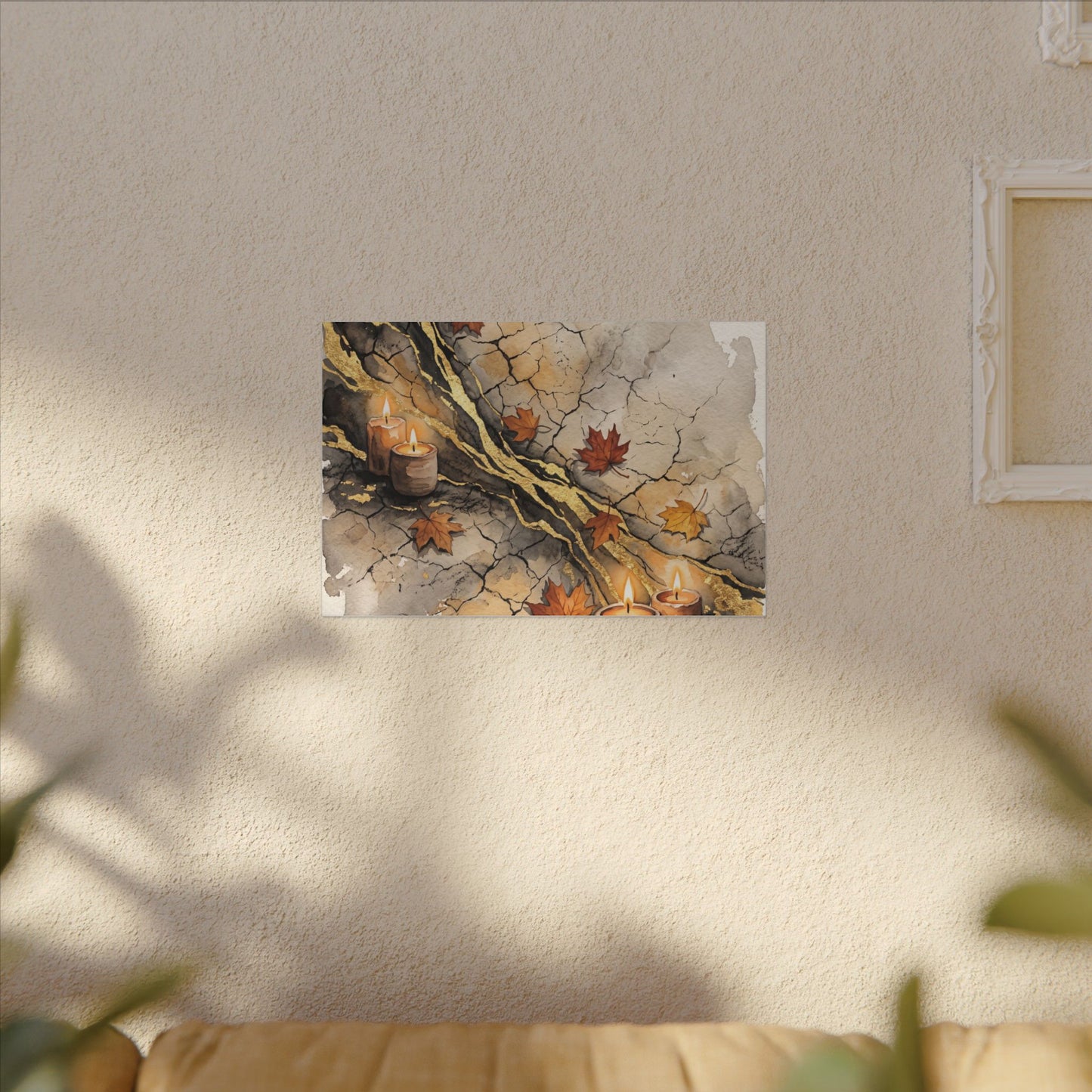Cracked Earth Autumn Canvas Art | Japandi Warm Design