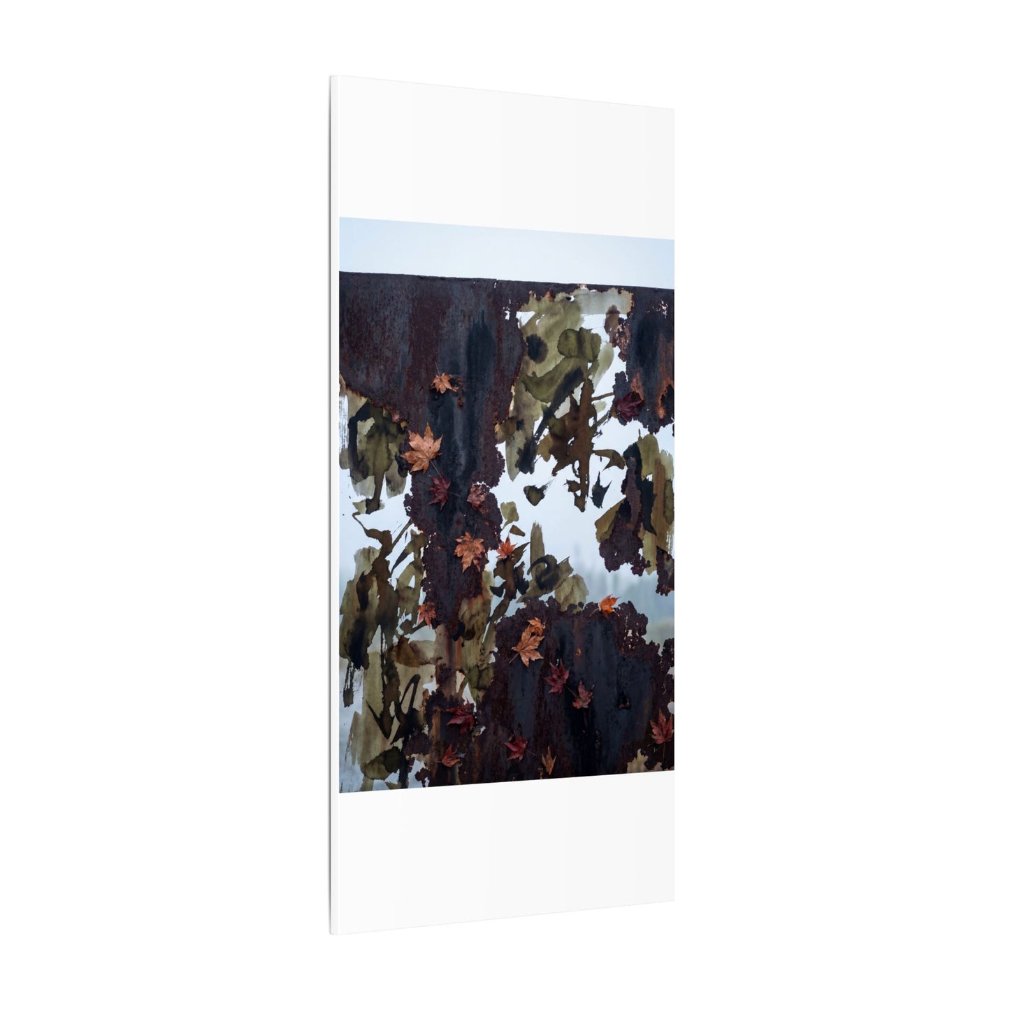 Rust Patina Charcoal Ink Canvas Art | Sophisticated Dark Japandi Art