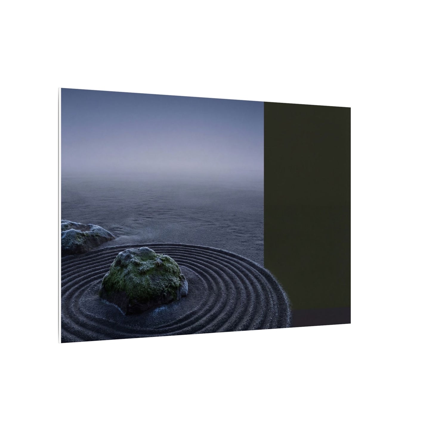 Ma Rock Garden Canvas Art - Dark Japandi Moody Minimal