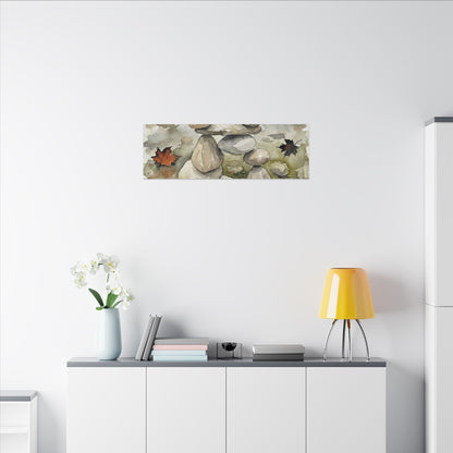 Overcast River Stones Canvas Art - Japandi Fukinsei