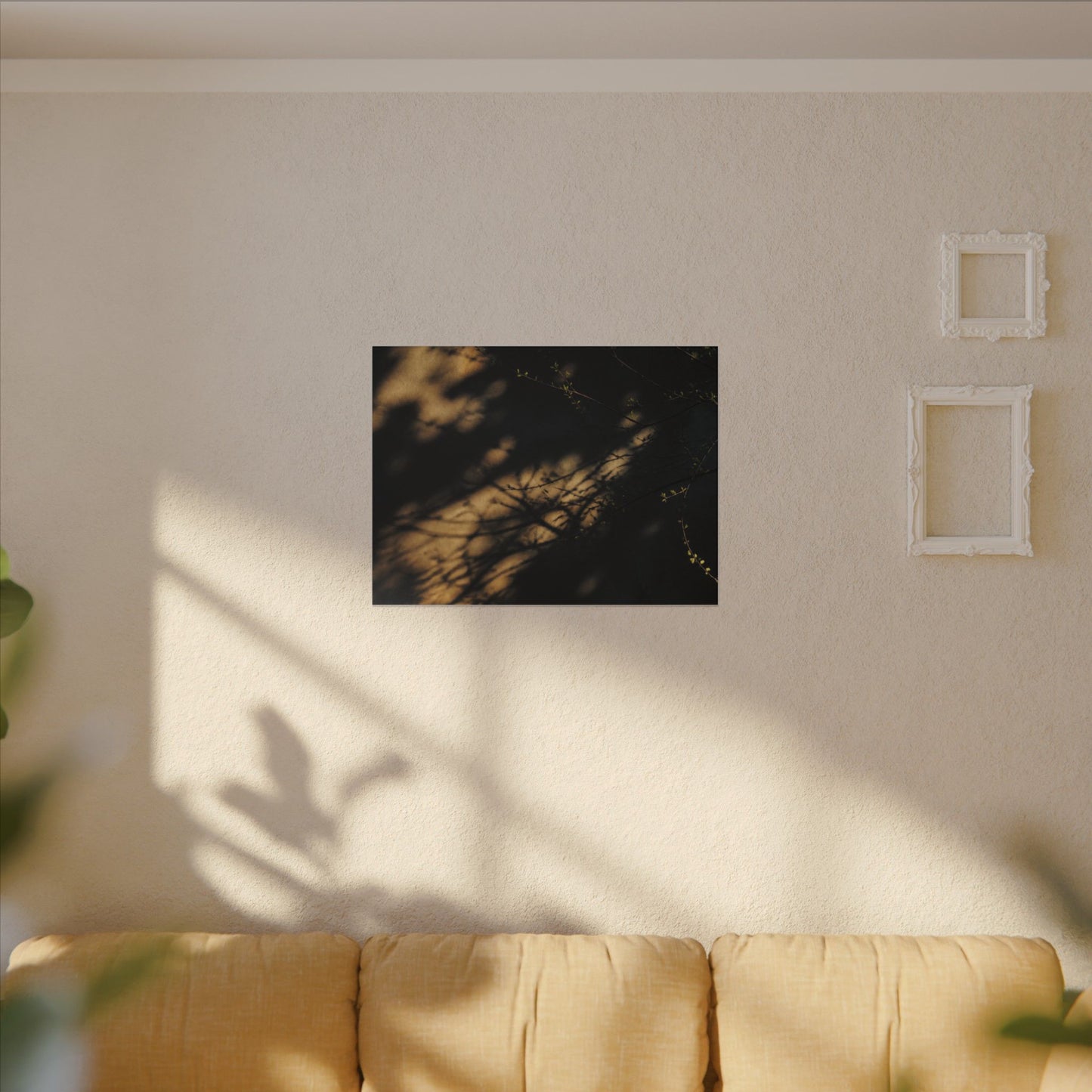 Moody Shadow Play Canvas Art - Moody Minimal Dark Japandi