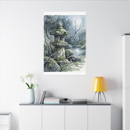 Moonlight Stone Lantern Canvas Art - Japandi Seijaku
