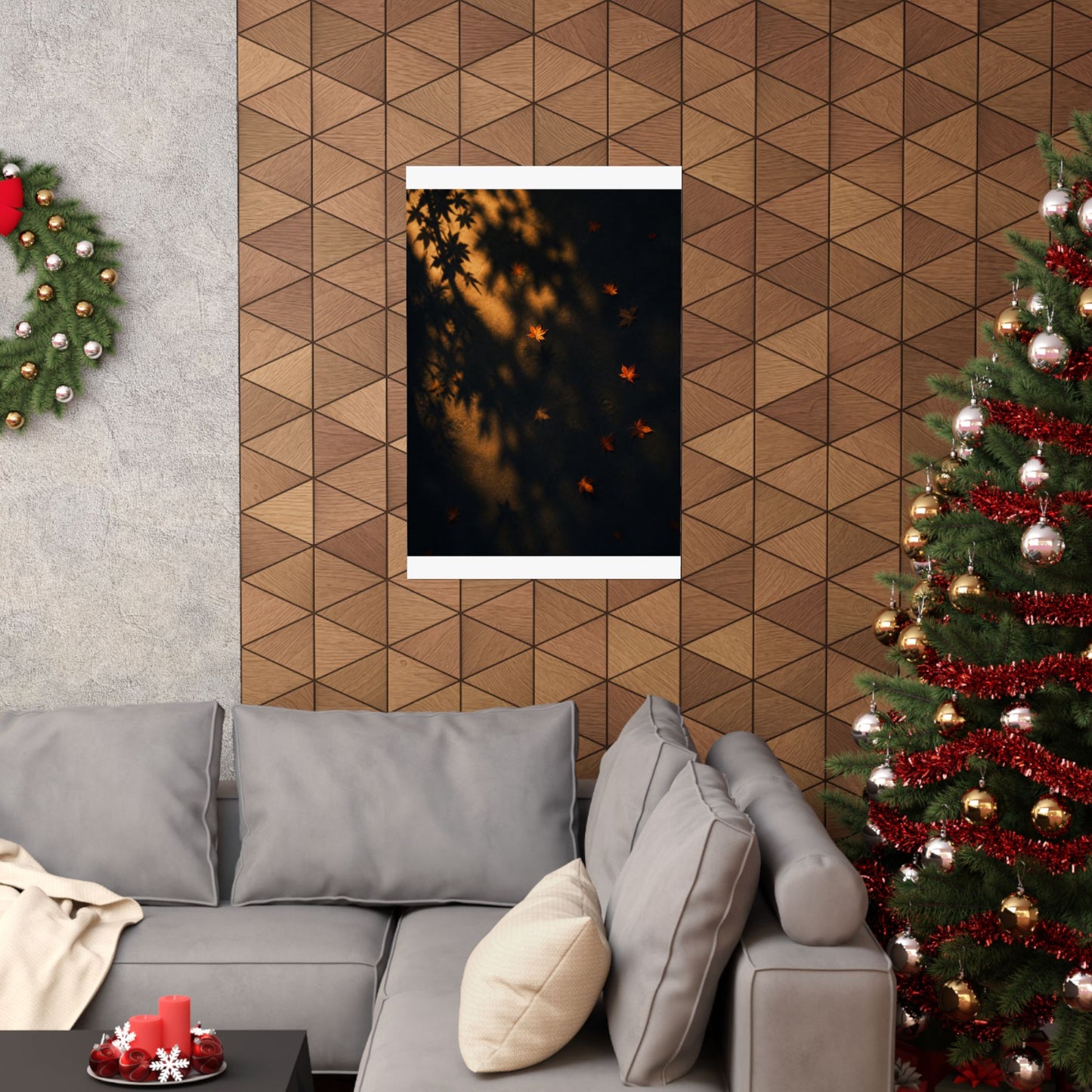 Autumn Shadow Play Moody Minimal Wall Art Print | Sophisticated Decor