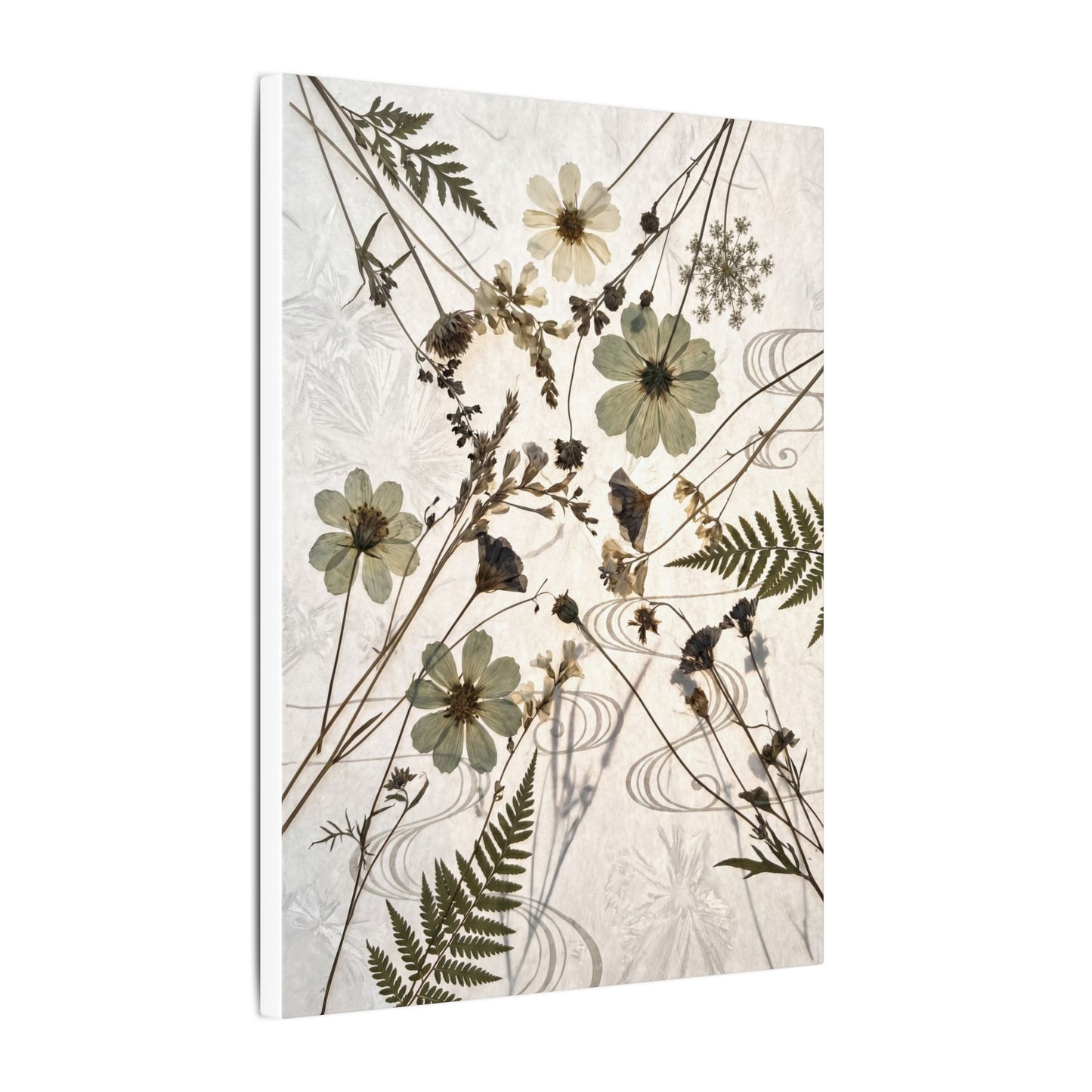 Japandi Dried Flowers in Golden Hour | Japanese Pattern Canvas Art