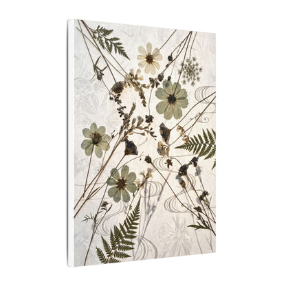 Japandi Dried Flowers in Golden Hour | Japanese Pattern Canvas Art