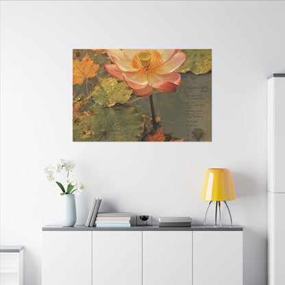 Autumn Lotus Flower Herbarium Canvas Art | Rustic Decor