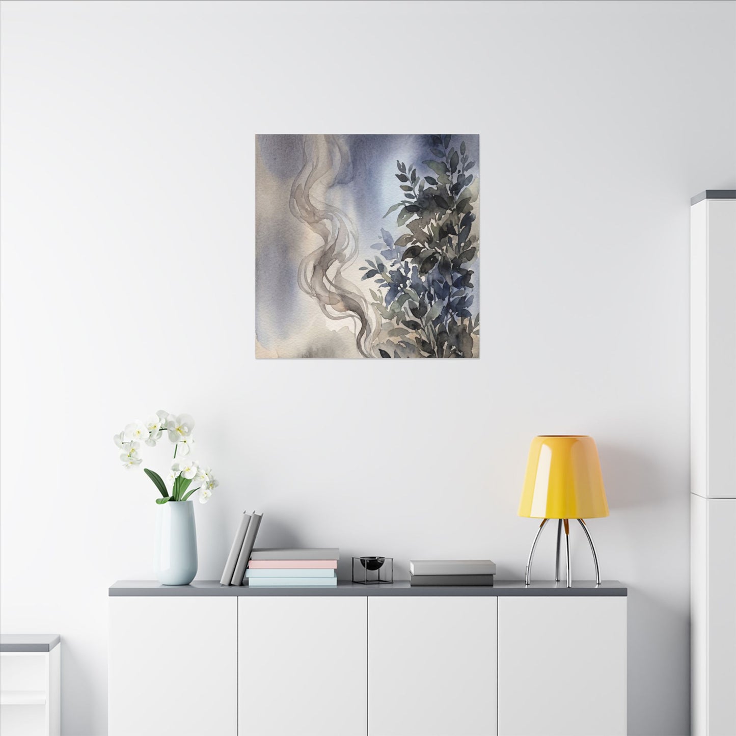 Incense Smoke Summer Canvas Art | Japandi Cozy Design