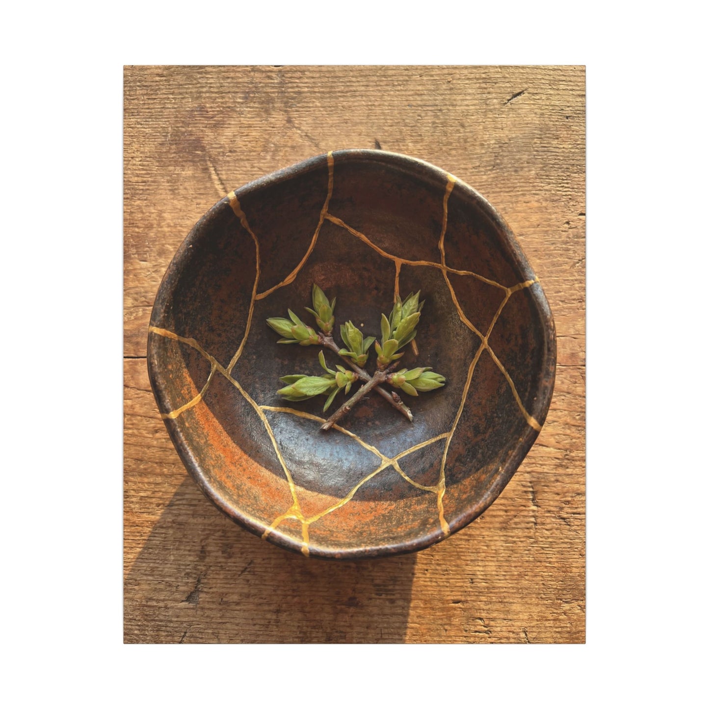 Ceramic Bowl Gold Repair Canvas Art | Resilient Kintsugi Art