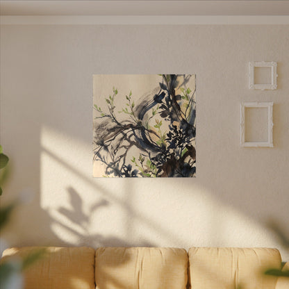 Ma Shadow Play Canvas Art - Dark Japandi Charcoal Ink