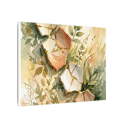Japandi Broken Pottery in Golden Hour | Watercolor Canvas Art