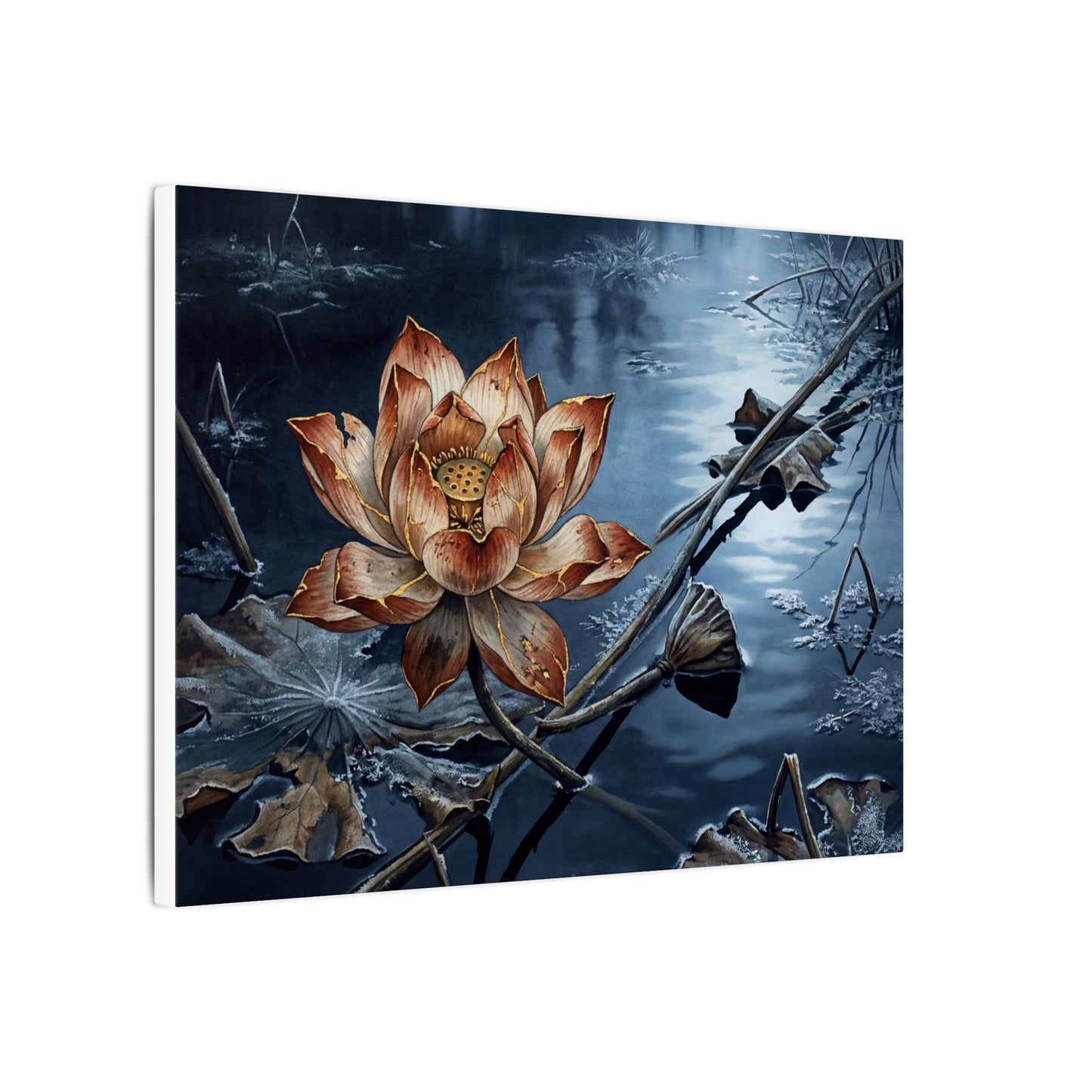 Winter Lotus Flower Broken Beauty Canvas Art | Healing Decor