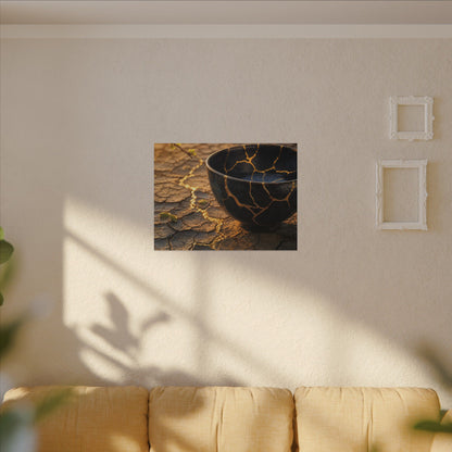 Golden Hour Cracked Earth Canvas Art - Kintsugi Fukinsei