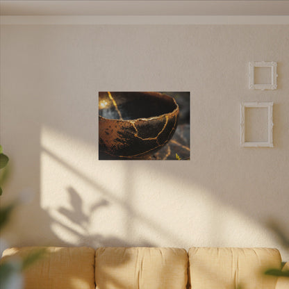 Kintsugi Ceramic Bowl in Golden Hour | Gold Vein Canvas Art