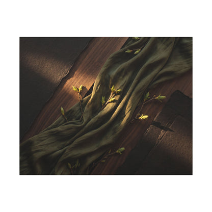 Silk Drape Canvas Art | Spring Dark Japandi Dark Texture Art