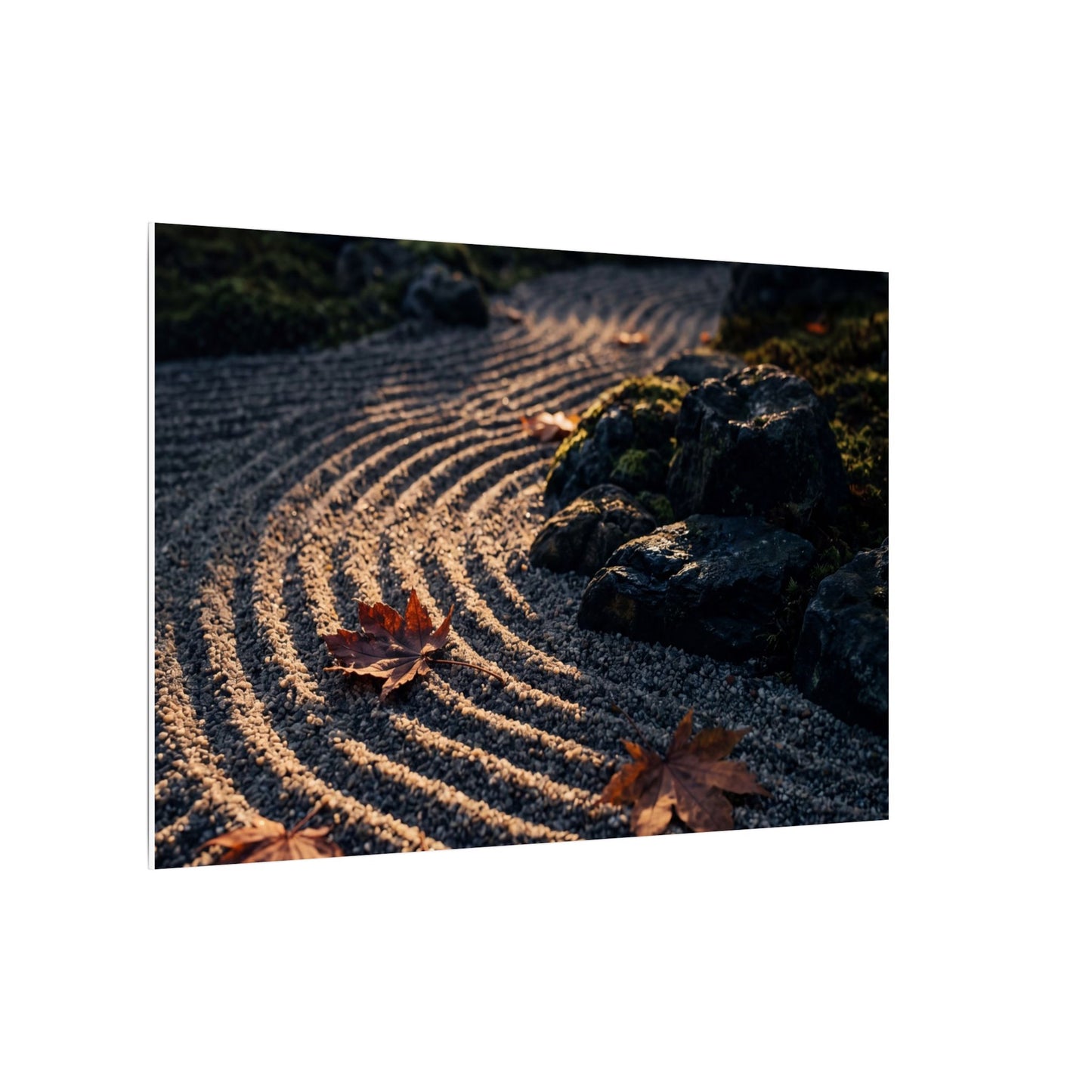 Rock Garden Moody Minimal Canvas Art | Bold Dark Japandi Art
