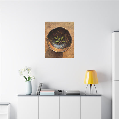 Ceramic Bowl Gold Repair Canvas Art | Resilient Kintsugi Art