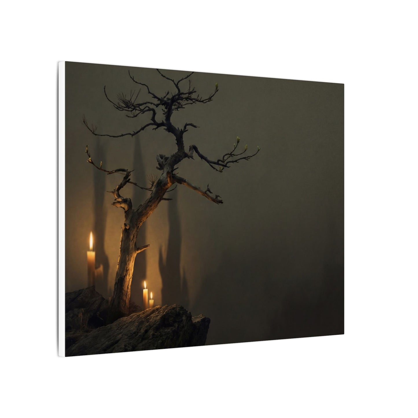 Ma Pine Tree Canvas Art - Dark Japandi Shadow Zen