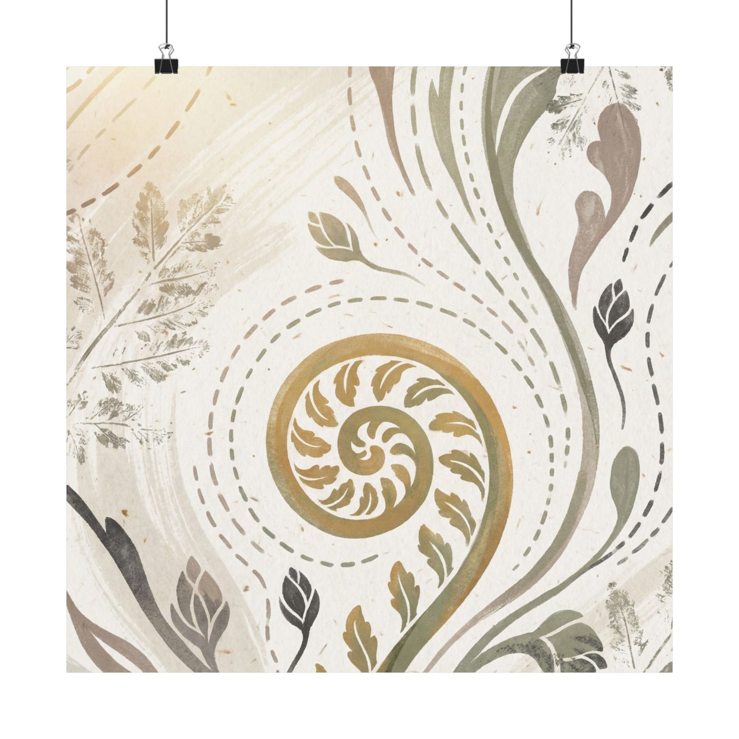 Fern Unfurling Wall Art Print | Spring Japandi Japanese Pattern Art