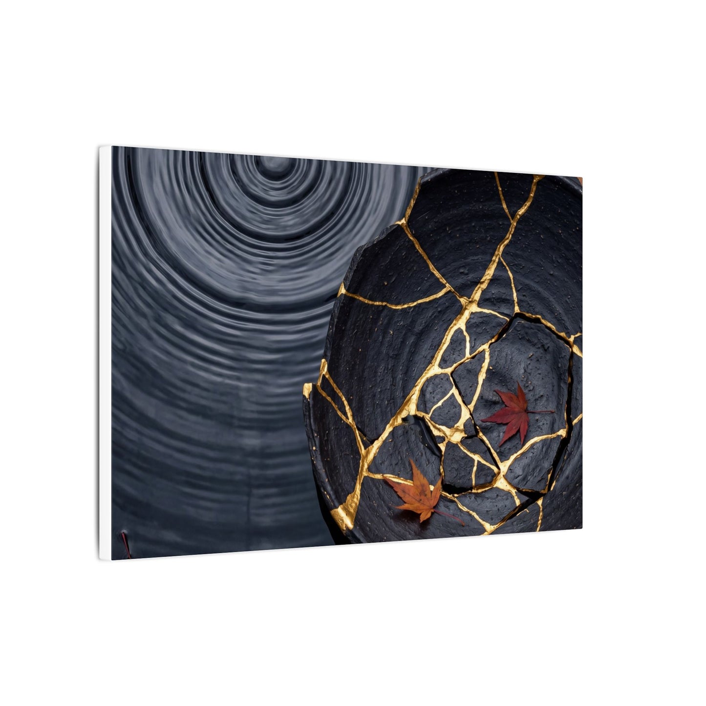 Philosophical Water Ripple Canvas Art - Gold Repair Kintsugi