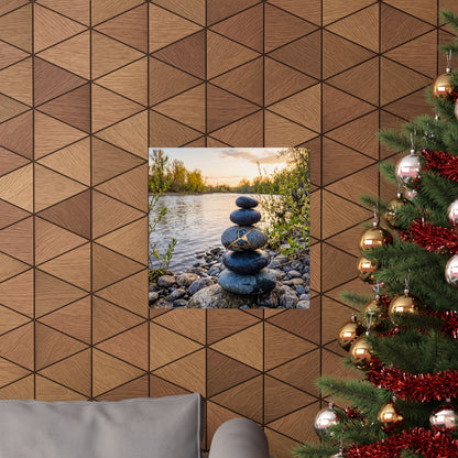 Beautiful River Stones Wall Art Print - Gold Vein Kintsugi
