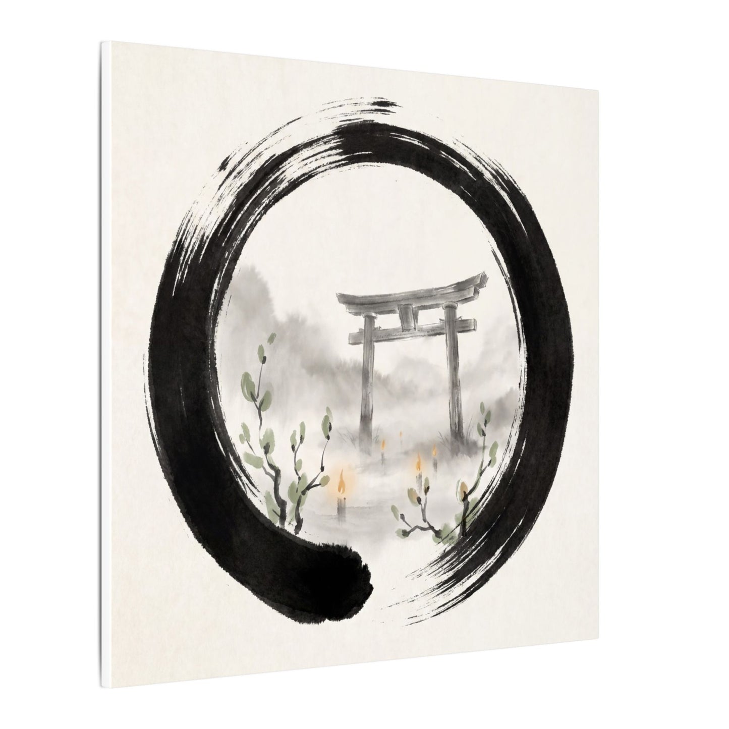 Spring Torii Gate Enso Canvas Art | Tranquil Decor