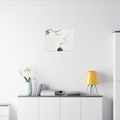 Calm Incense Smoke Canvas Art - Sumi E Zen