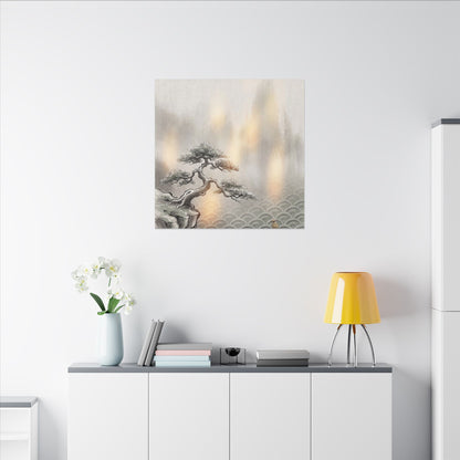 Pine Tree Canvas Art | Winter Japandi Japanese Pattern Art