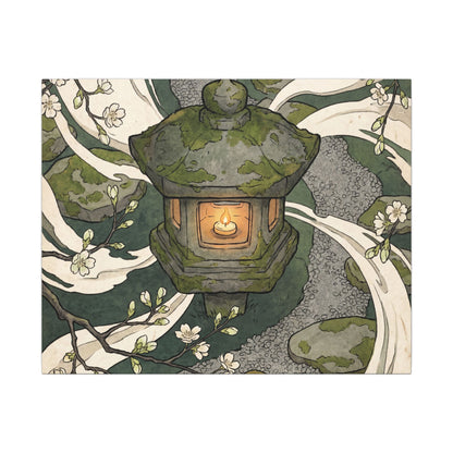 Zen Stone Lantern in Candlelight | Ukiyo E Inspired Canvas Art