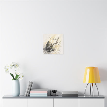 Serene Rock Garden Canvas Art - Sumi E Zen