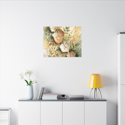 Japandi Broken Pottery in Golden Hour | Watercolor Canvas Art