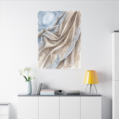 Silk Drape Winter Canvas Art | Japandi Cozy Design