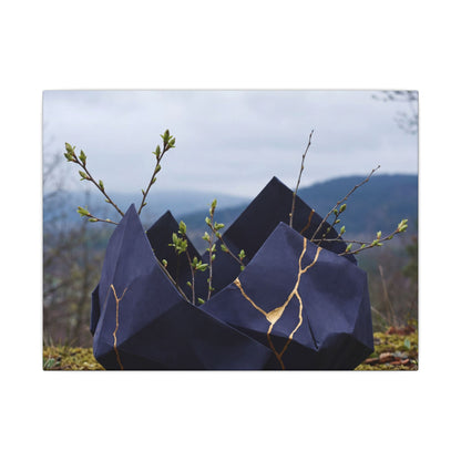 Paper Fold Canvas Art | Spring Kintsugi Gold Repair Art