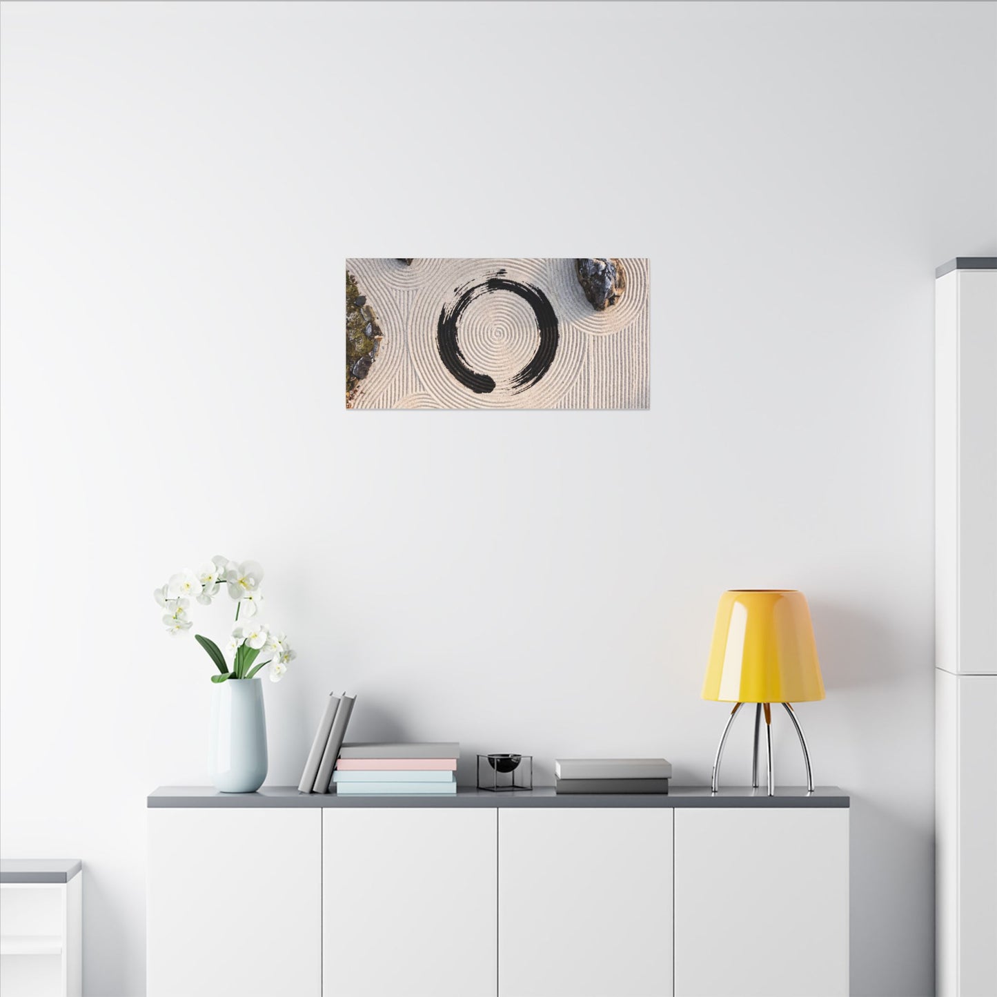 Rock Garden Canvas Art | Winter Zen Enso Art