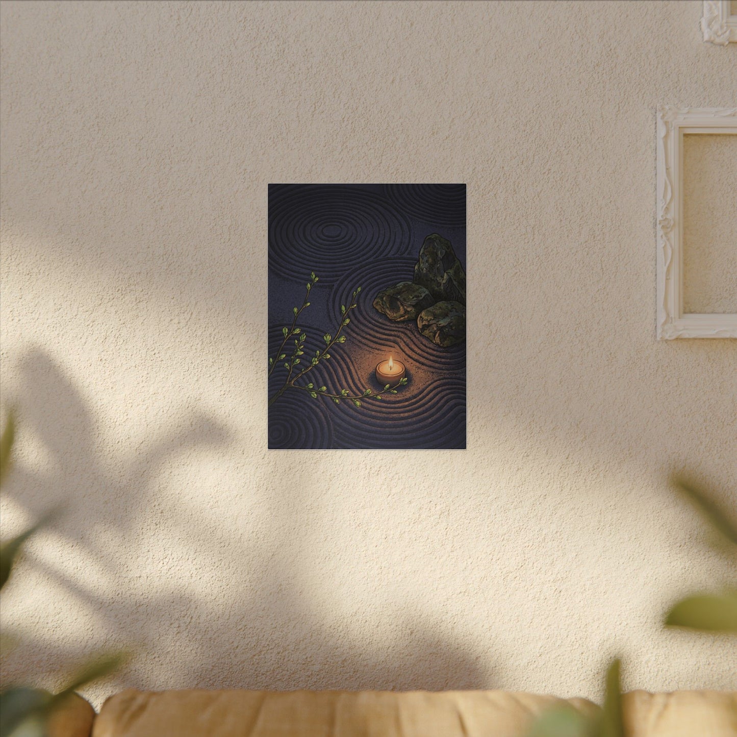 Mono No Aware Rock Garden Canvas Art - Zen Ukiyo E Inspired