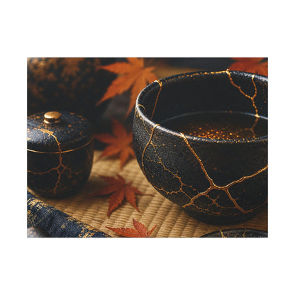Seijaku Tea Ceremony Canvas Art - Kintsugi Gold Repair