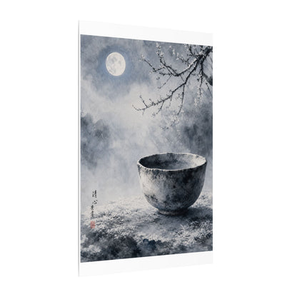 Seijaku Ceramic Bowl Canvas Art - Zen Sumi E