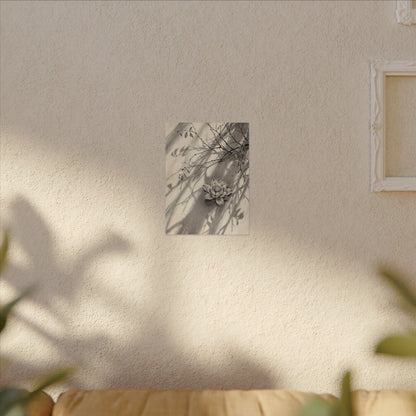 Winter Lotus Flower Sumi E Canvas Art | Contemplative Decor