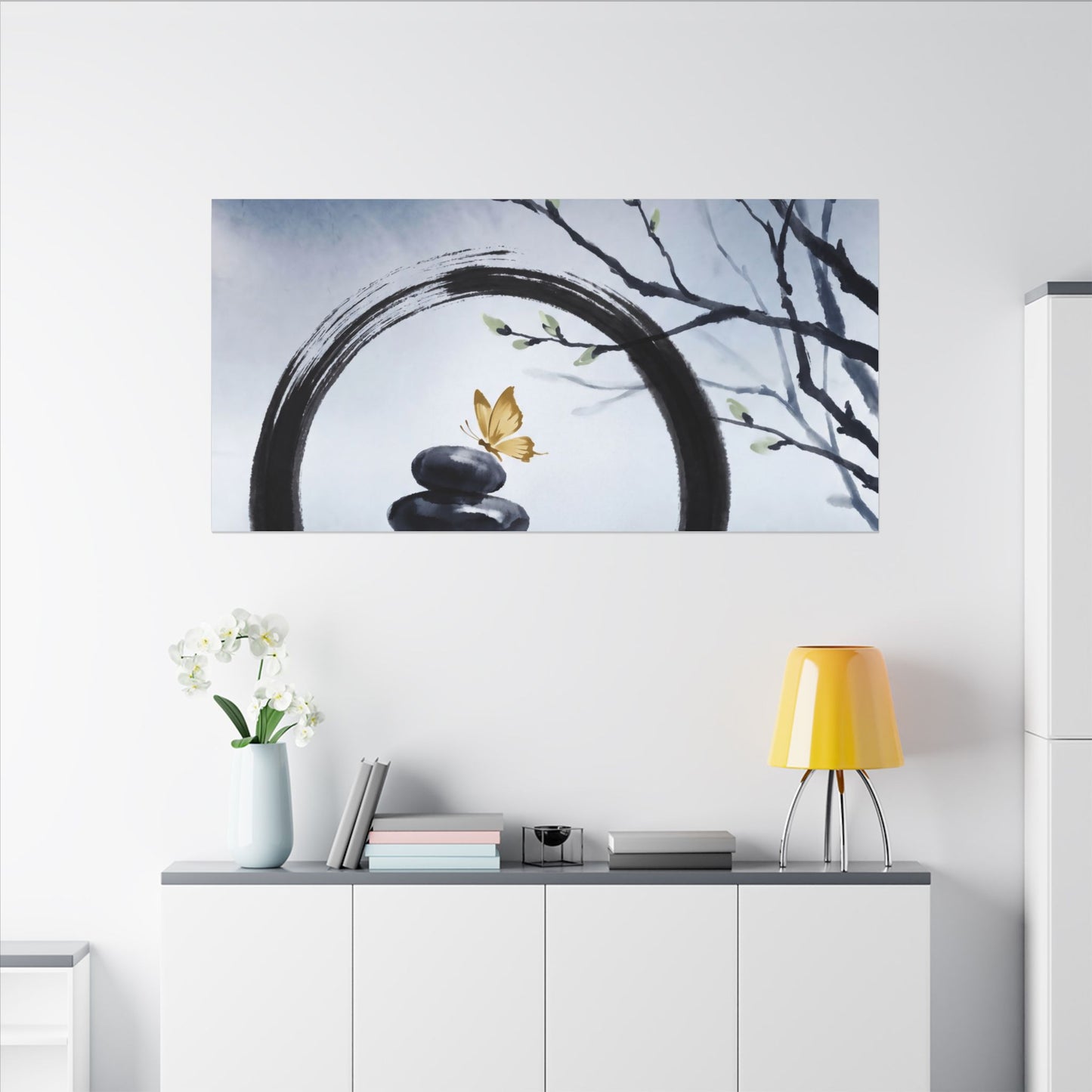 River Stones Spring Canvas Art | Zen Peaceful Design