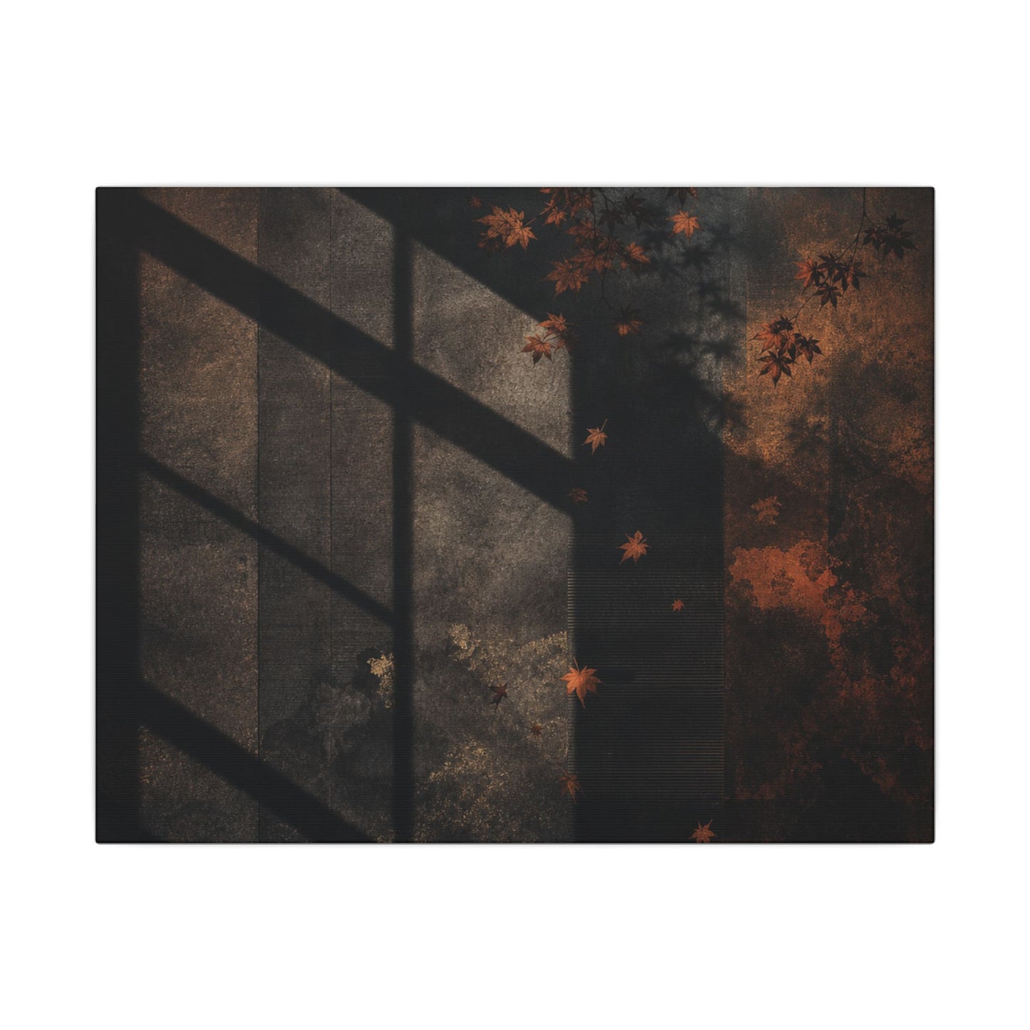 Sophisticated Shadow Play Canvas Art - Dark Texture Dark Japandi