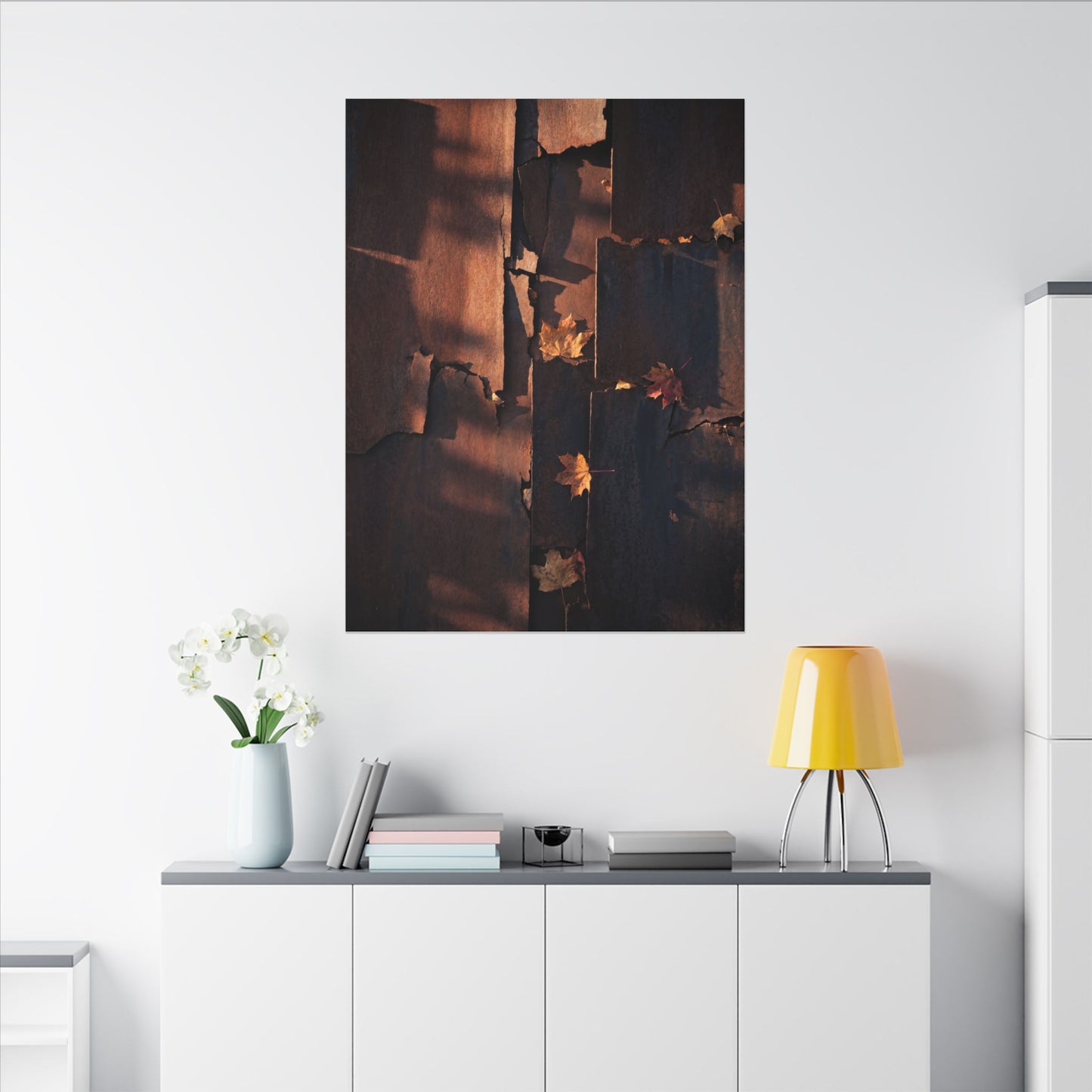 Seijaku Rust Patina Canvas Art - Dark Japandi Shadow Zen