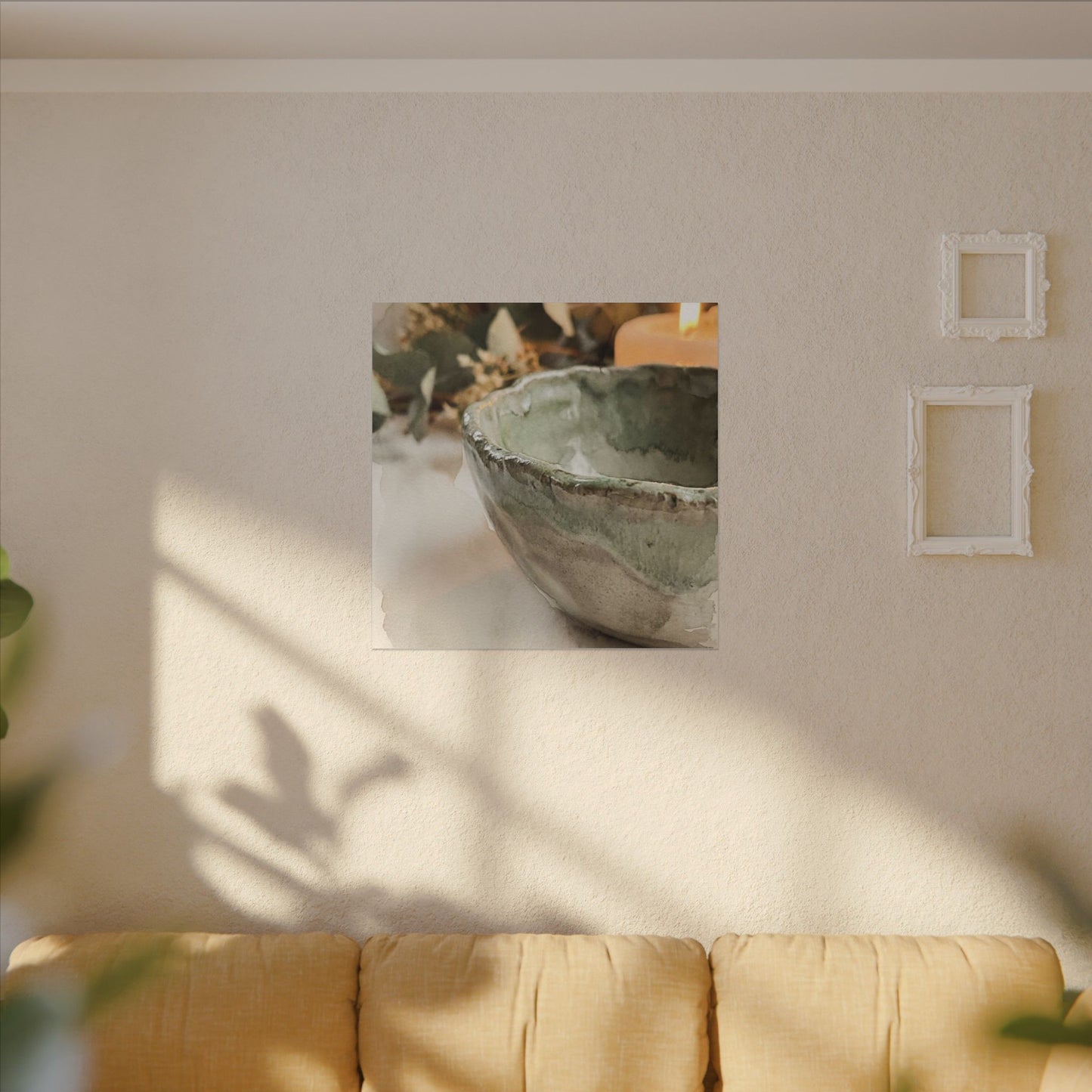 Ceramic Bowl Canvas Art | Summer Japandi Watercolor Art