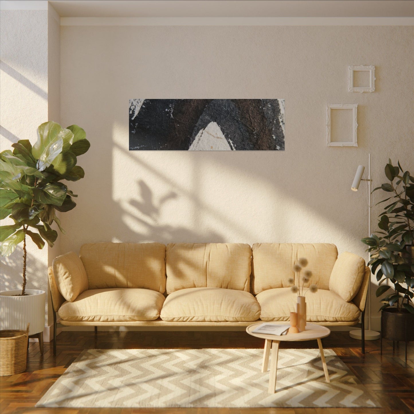 Moody Ink Brushstroke Canvas Art - Moody Minimal Dark Japandi