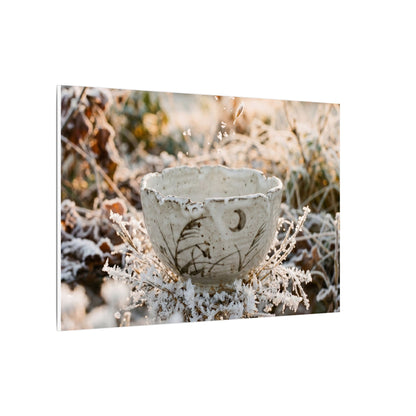 Japandi Ceramic Bowl in Golden Hour | Japanese Pattern Canvas Art