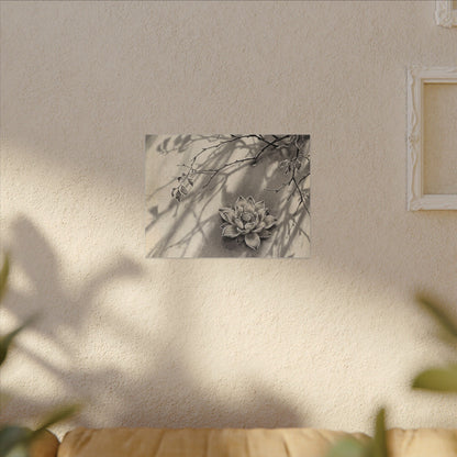 Winter Lotus Flower Sumi E Canvas Art | Contemplative Decor