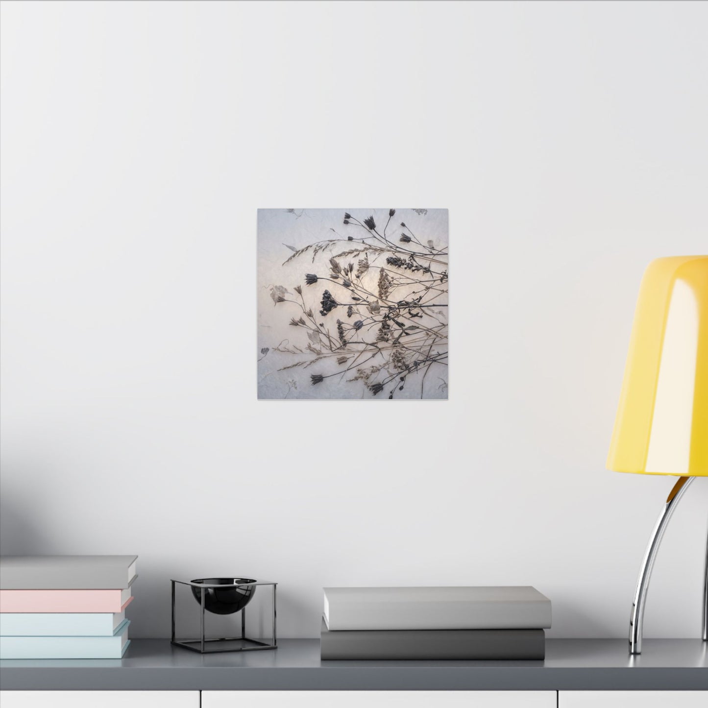 Elegant Dried Flowers Canvas Art - Japanese Pattern Japandi