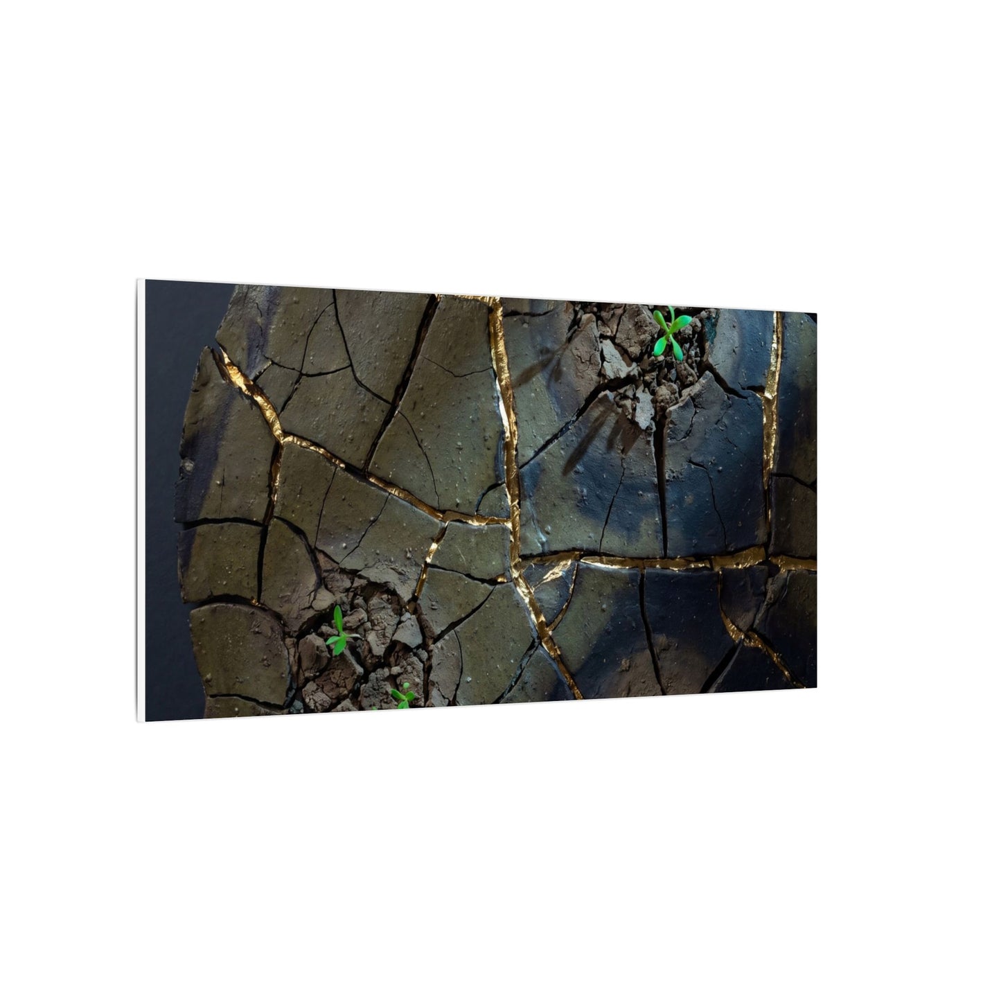 Dark Japandi Cracked Earth in Moonlight | Moody Minimal Canvas Art