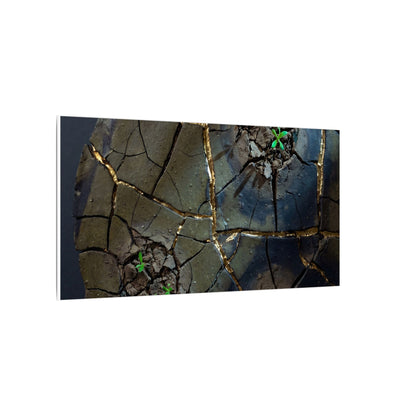 Dark Japandi Cracked Earth in Moonlight | Moody Minimal Canvas Art