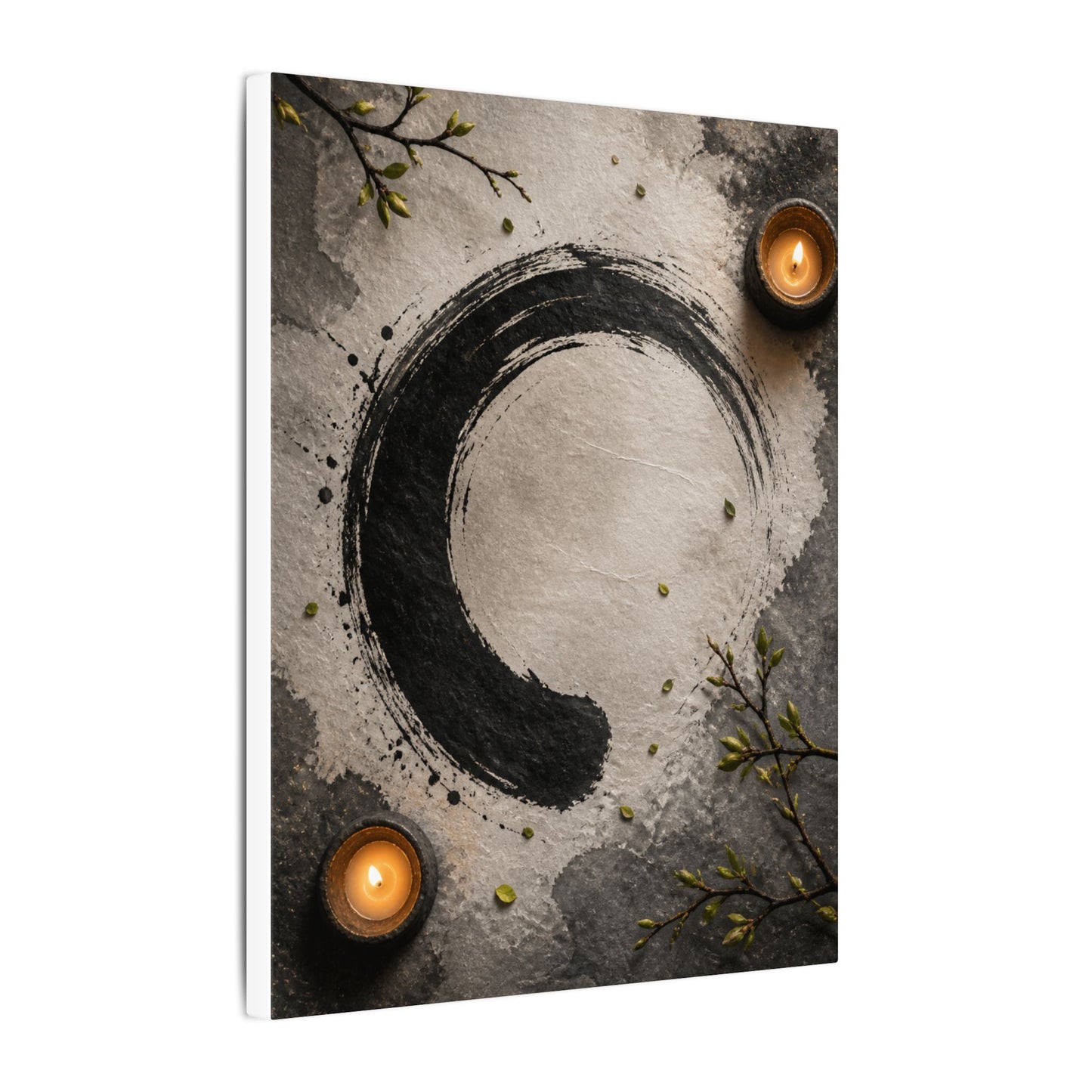 Candlelight Ink Brushstroke Canvas Art - Zen Ma