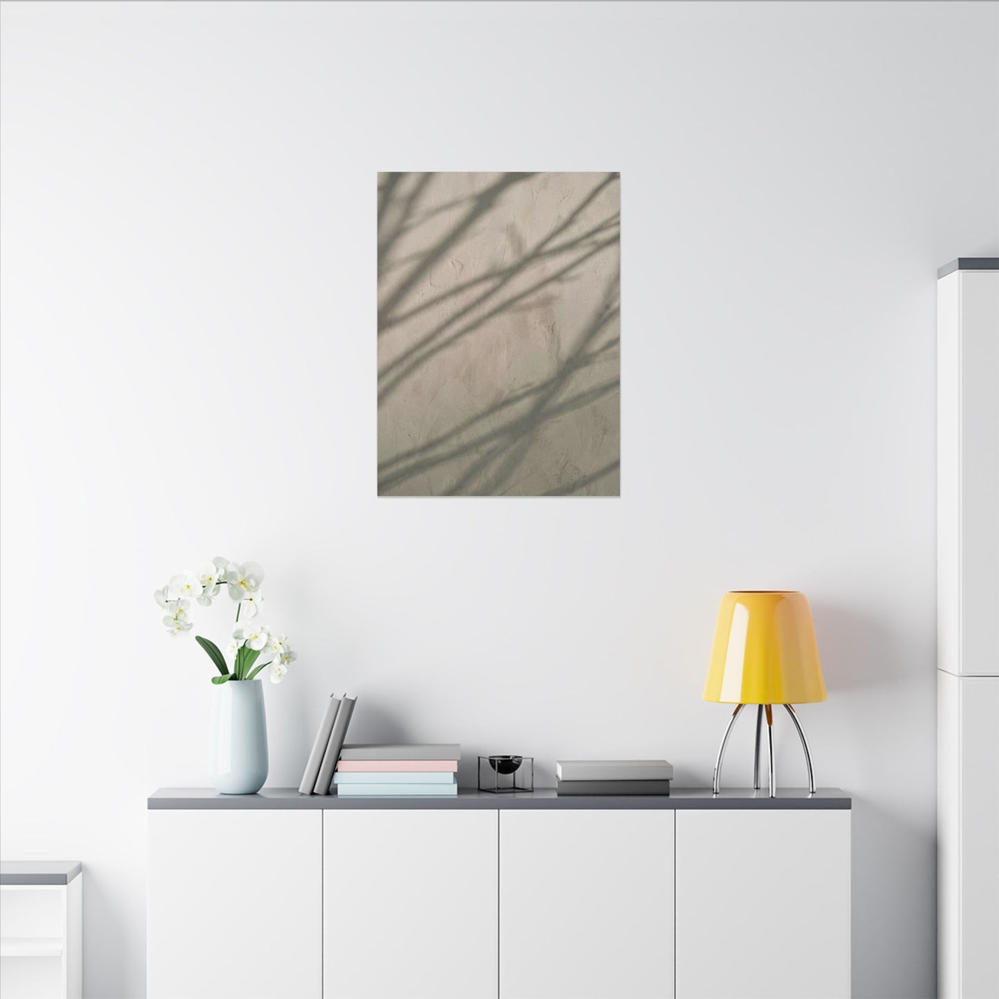 Shadow Play Japanese Pattern Canvas Art | Warm Japandi Art