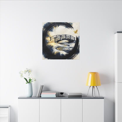 Autumn Ink Brushstroke Karesansui Canvas Art | Peaceful Decor